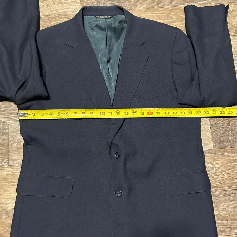Huntington Blazer Mens 44R Navy Blue Wool 2-Button Sport Coat Made in USA